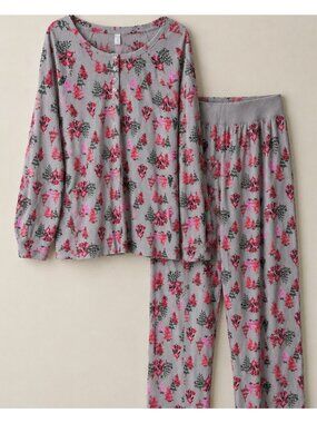 Cacique Thermal Pajamas Sets Shirt Top Snowy Trees Womens 22/24